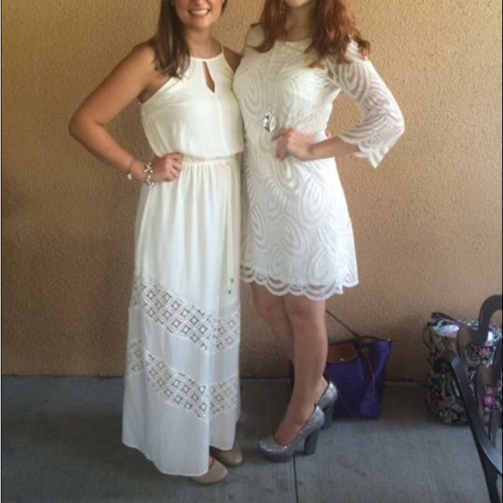 White/Cream lace maxi dress BarIII